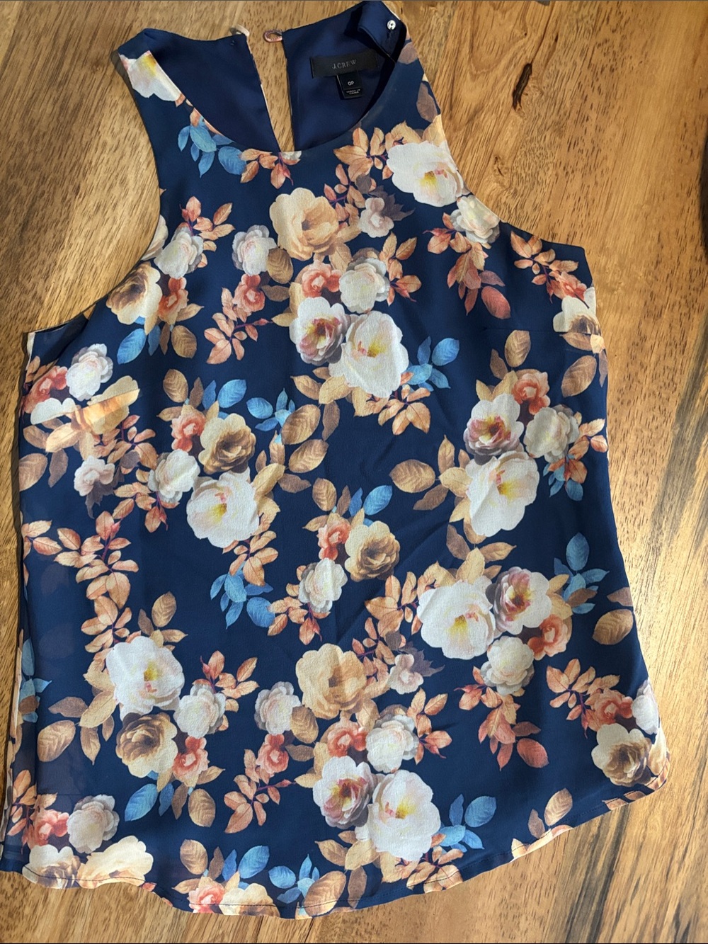 J. Crew Navy Floral Sleeveless Cami